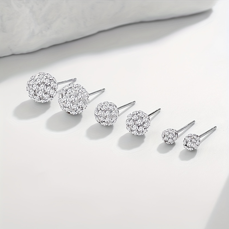 Silvery Full-Moissanite Spherical Stud Earrings